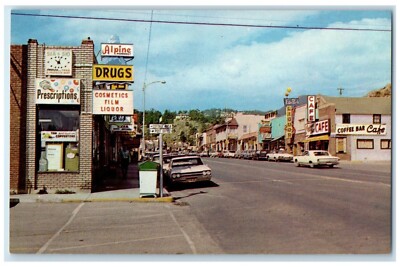 c1960 Along Elkhorn Avenue Classic Cars Estes Park Colorado CO Unposted Postcard