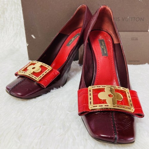 Louis Vuitton Women's High Heel Sandal Leather SizeUS6.5 Red 001133K