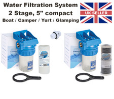 Water Filter System 2 Stage 5" CCB/1Micron for Boat/Motorhome/Camper/Caravan 