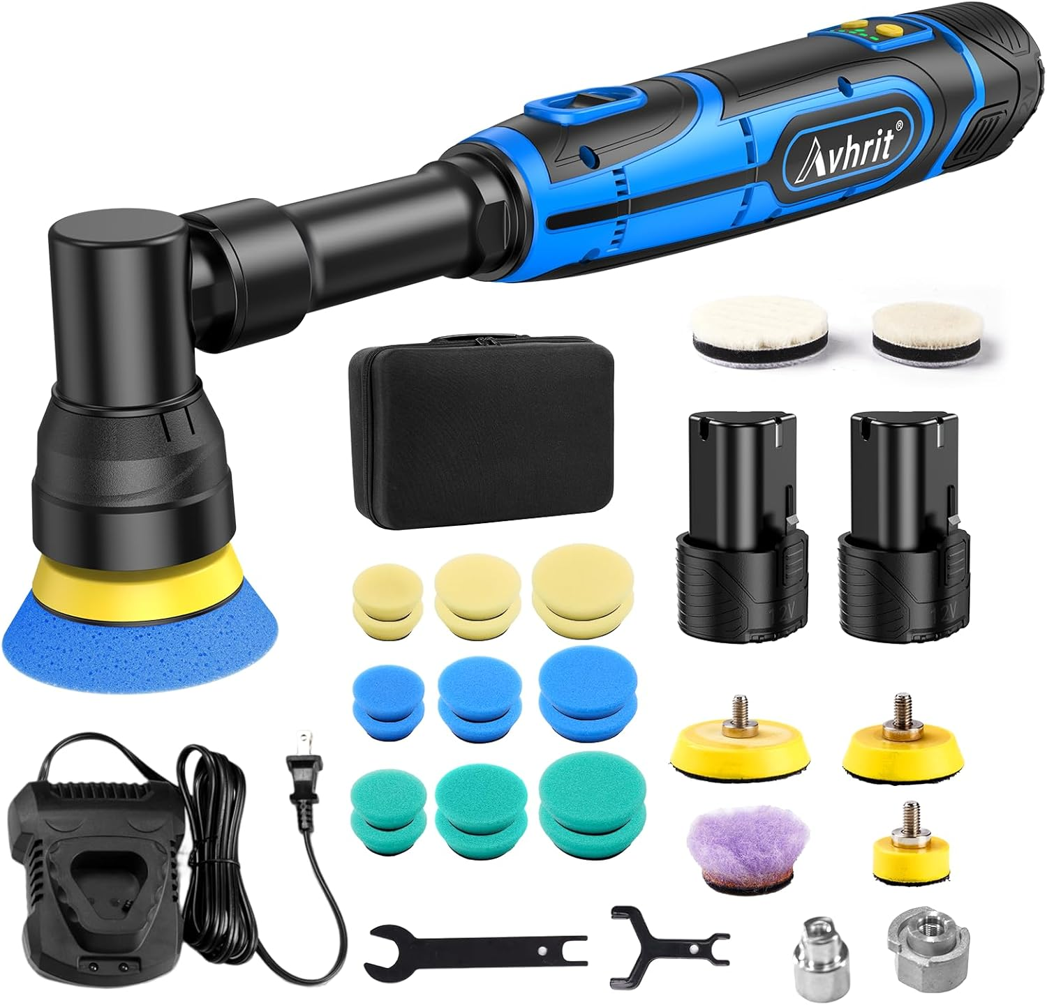 Mini Car Polisher, Cordless Orbital Buffer Polisher with 2 Batteries, Polisher P