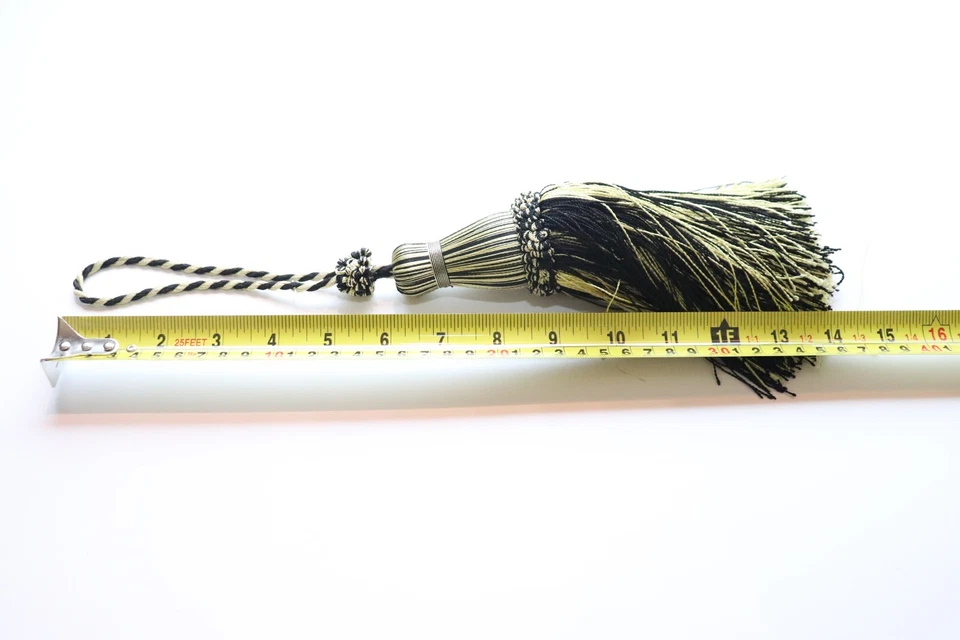 Pompones borla grandes vintage decoración muebles oro negro Foto 3 de 3