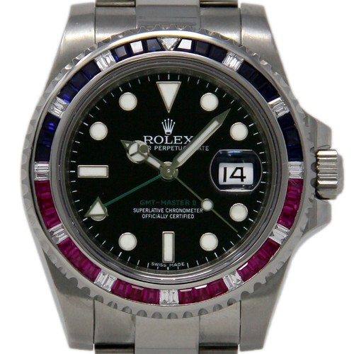 Rolex GMT-Master II 116710 Steel Sapphire Ruby Diamond Box/Paper/1YrWTY ...