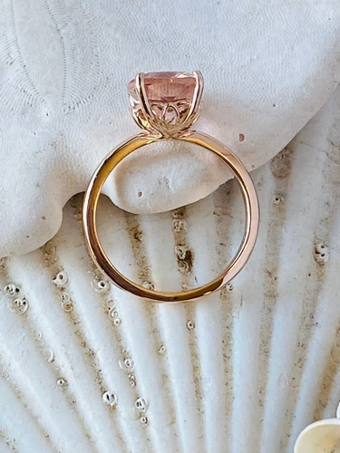 925 Sterling Silver Cushion Cut Morganite Engagement Ring, Wedding Ring For Gift - Picture 5 of 17