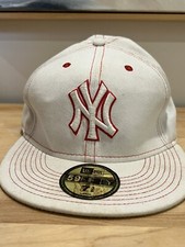 New era 59 fifty New York Yankees hat white w Red logo Ball Cap 7 3/8