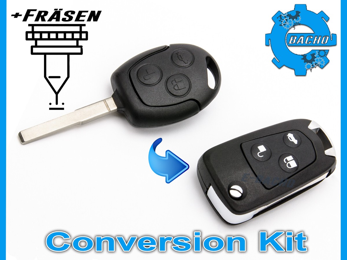 PHONILLICO Autoschlüssel Ersatz Für Ford - 3-Tasten Fernbedienung Flip Schlüssel