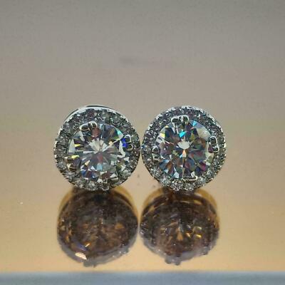5.00Ct Lab Created Diamond Stud Earrings 14K White Gold Finish