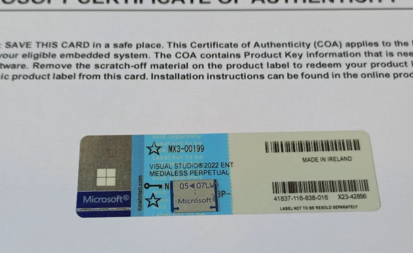 Microsoft Visual Studio 2022 Enterprise CoA AUTHENTIC License MX3-00199 - Image 4 of 4