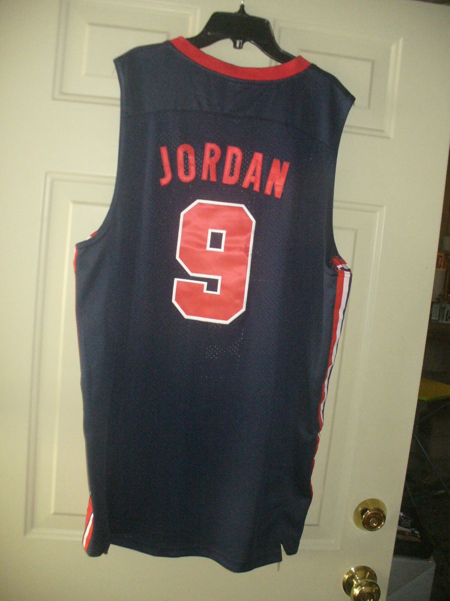 NIKE USA Olympic Michael Jordan1992 #9 Blue Whi-Red Trim2”+ Jersey