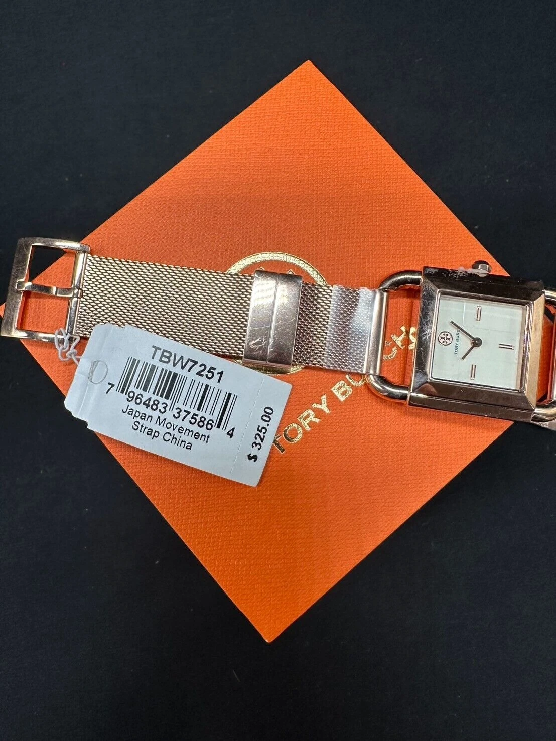 Orologio Tory Burch Phipps acciaio inox oro rosa nuovo con etichette logo TBW7251