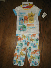 NEW Pokemon 3 piece size 4 sleepwear sleep pajama pjs set pajamas short sleeve