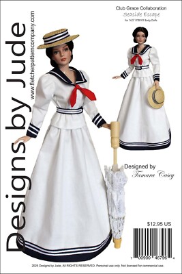 Seaside Escape Doll Clothes Sewing Pattern for 16.5'' RTB101 Grace Dolls Tonner