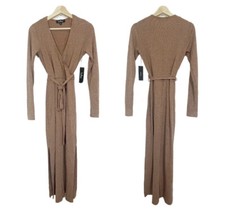 NWT Lulus Knit Wrap Maxi Dress V-Neck Long Sleeves Brown Sz M