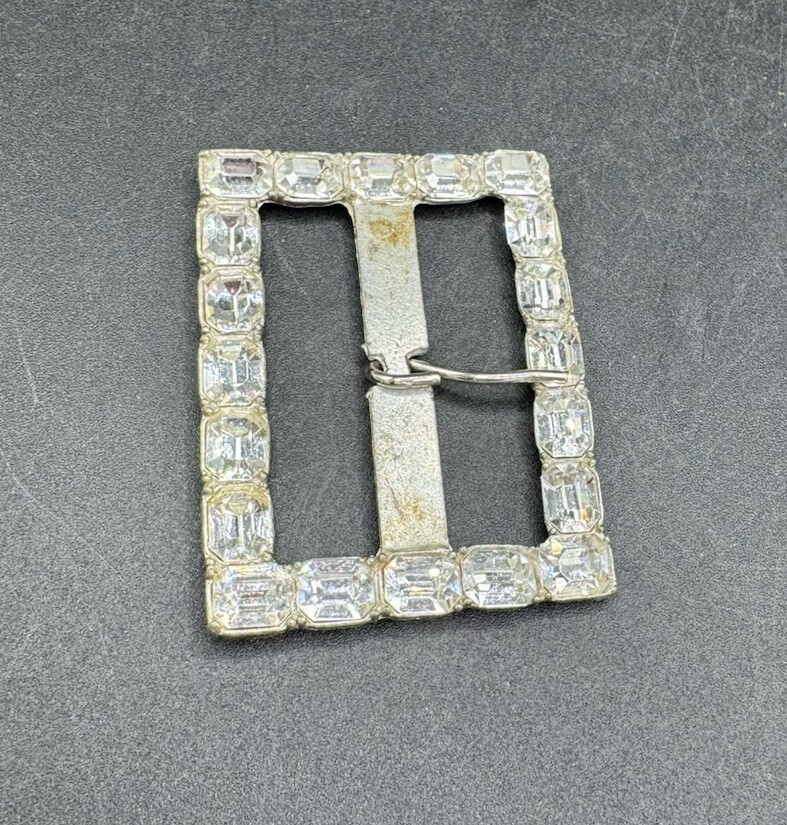 Vtg Rectangular Clear Rhinestone Crystal Covered … - image 3