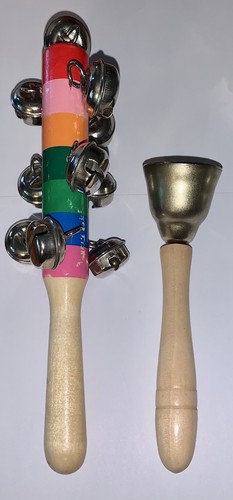 Child's Percussion Hand Held Bell Instruments Set of 4 ~ So Fun! - Picture 2 of 3