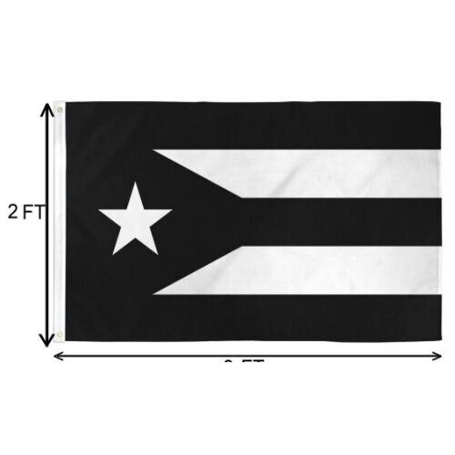 Puerto Rico Black Flag 2 X 3 Feet W/ Brass Grommets * Free Shipping - Picture 1 of 1