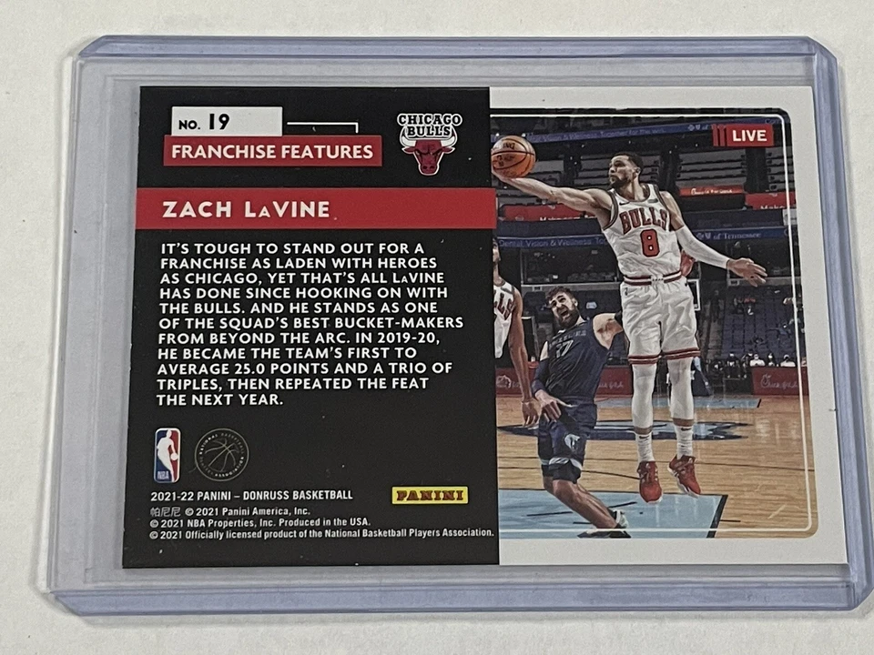 2021-22 Donruss Zach Lavine Franchise Features Holo Green Ice SP Fanatics #19 - Image 2 of 2