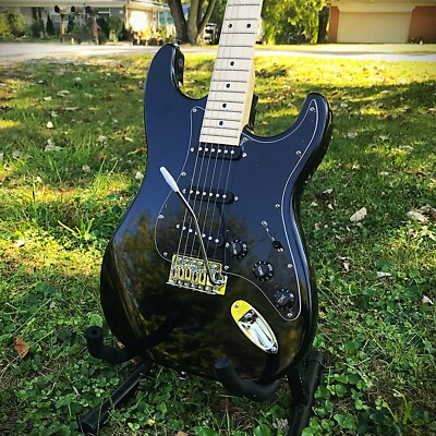 Black Solid Body Electric Guitar Package, Maple Neck, S-S-S Pickups with Gig Bag