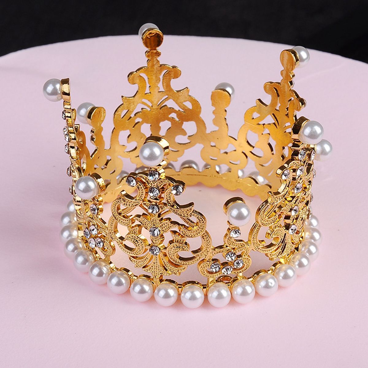 Crown Tiara Cake Topper - Gold & Silver Alloy Princess Headpiece For Birthday, Wedding, Baby Shower - View #8