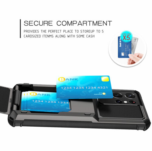 For Samsung Galaxy S24 S23 S22 Ultra S20 S21 Plus Note 20 Card Holder Phone Case - Picture 5 of 19