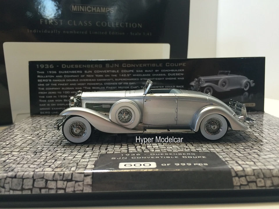 MINICHAMPS 1/43 Duesenberg SJN Supercharged Convertibile 1936 Silver 437150330 - Immagine 2 di 3