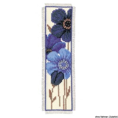 Vervaco Lesesezeichen Stickset ''Blaue Anemonen'', Zählmuster
