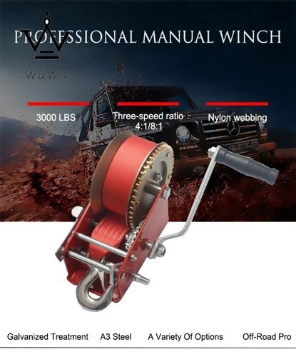 Portable Vehicle-mounted Manual Winch Tools Manual Winch Nylon Webbing Winch - Afbeelding 8 van 10