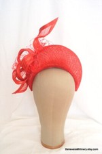 Red Sinamay Crescent Hat Wedding Guest Race Millinery Melbourne Cup