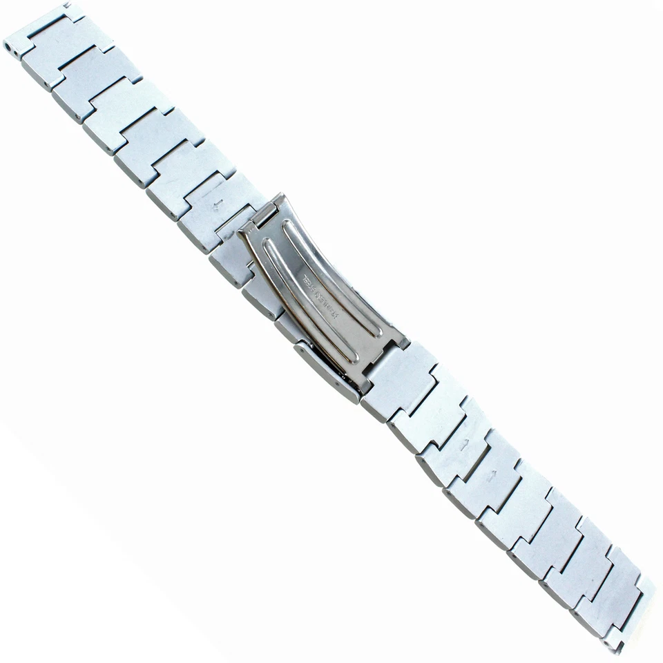 Correa de reloj para hombre Hirsch de acero inoxidable gris mate con hebilla de extremo recto de 18 mm Foto 4 de 4