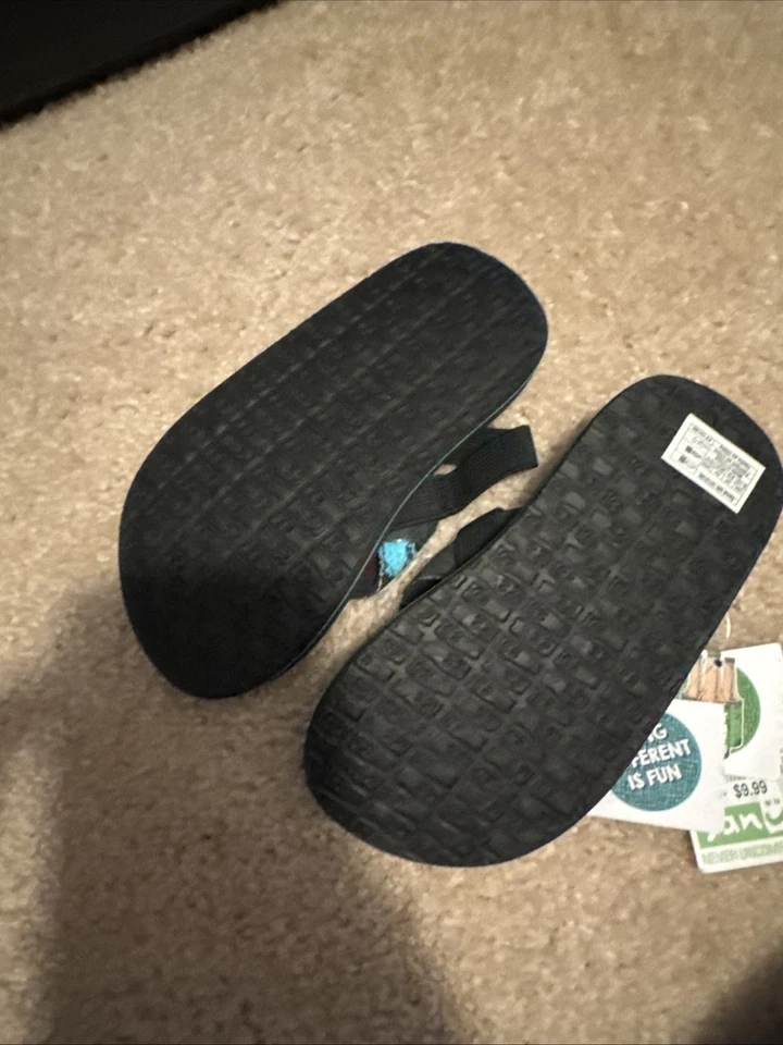 Sanuk Root Beer Acogedoras Sandalias de Tanga Azul Calavera Niño Pequeño Talla 9-10 Nuevas Foto 3 de 3