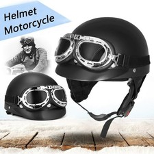Motorradhelm Rollerhelm Motorrad Halbschalenhelm Halb Helmet Retro Mit Brille DE