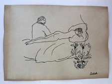 Pablo Picasso COA Art Painting Original Drawing Vintage Paper Signed