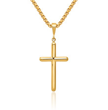 14K Solid Yellow Gold Cross Necklace