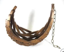 Large Vintage Tramp Art Hanging Cresent Moon  Plant Holder MCM Boho Chic