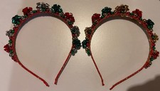 2 Pack Christmas Headbands Christmas Hair Accessories Red Green Bows