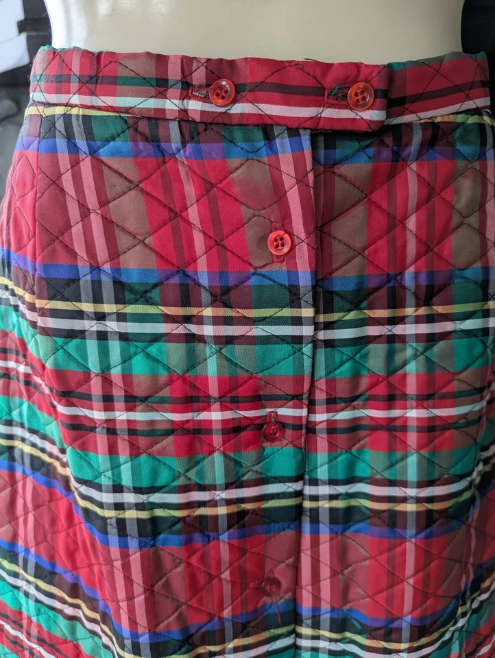 Vtg Loomtogs Christmas Holiday Maxi Long Skirt Quilted Plaid Taffeta Sz 11/12 - Image 4 of 4