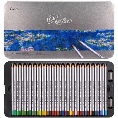 Colored Pencils Set Marco Raffine 120 Colors in Tin Box (7100-120TN) 2B Hardness