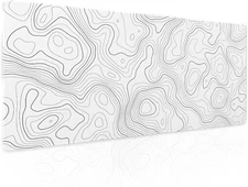 Topographic Map Large Mouse Pad XL White Lines Contour Geographic Extended Desk