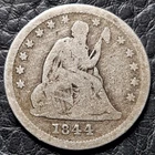 Silver 1844 Seated Liberty 25 Cents Quarter | Good Condition