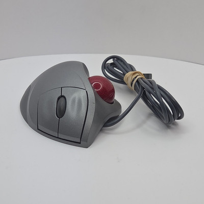 Logitech TrackMan Wheel Trackball Mouse Wired USB Scroll Wheel Gray/Red