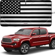 Windshield Sun Shade - Design, High-Resolution Color: USA B W FLAGSize: Small