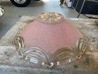 Vintage Frosted Textured Pink Glass Draped Ceiling Lamp Shade Light Fixture Deco — photo 1