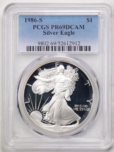 1986-S 1oz Proof Silver American Eagle PR69DCAM PCGS 52612912