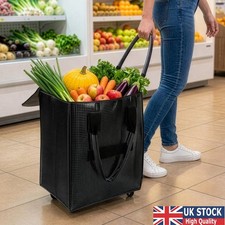 Foldable Shopping Trolley Bag with Wheels, Large Capacity Reusable Grocery Tote