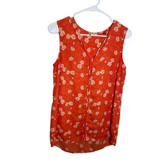 Cabi Tank Top Women's Small V-Neck Sleeveless Floral Colorful Preppy Blouse