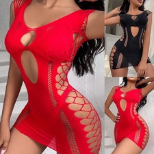 Women Fishnet Dress Clubwear Fishnet High Elastic Nightwear See Through