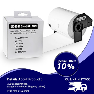 Compatible 4'' x 6'' DK-1241 Shipping Labels for Brother QL Printers with Frame US