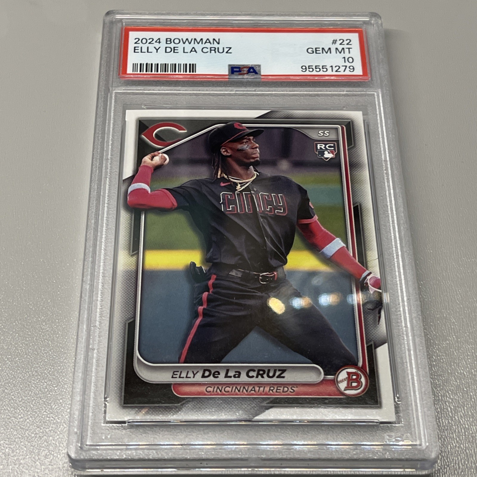 2024 BOWMAN #22 ELLY DE LA CRUZ PSA 10 CINCINNATI REDS ROOKIE RC view 3
