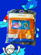 SUNSHINE Ride-On Wave Rider SHADED Pool Float Raft 30" X 37.5" BLUE Ages 3 & Up
