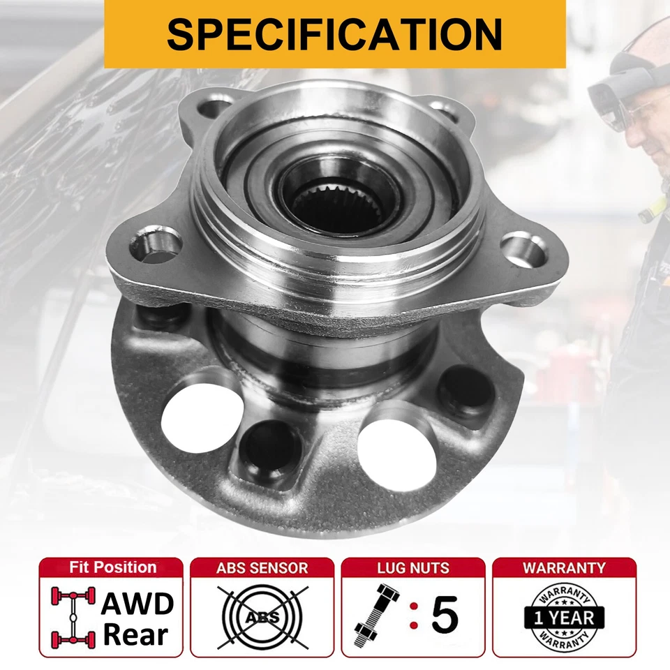 Pair AWD Rear Wheel Hub & Bearing Assembly 512284 for 2004 2005 2006 Lexus RX330 - Image 3 of 4