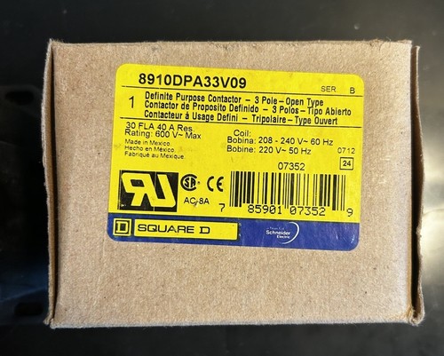 Schneider Electric 8910DPA33V09 ~ Definite Contactor 208-240V 30A 3-Pole. - Picture 3 of 6